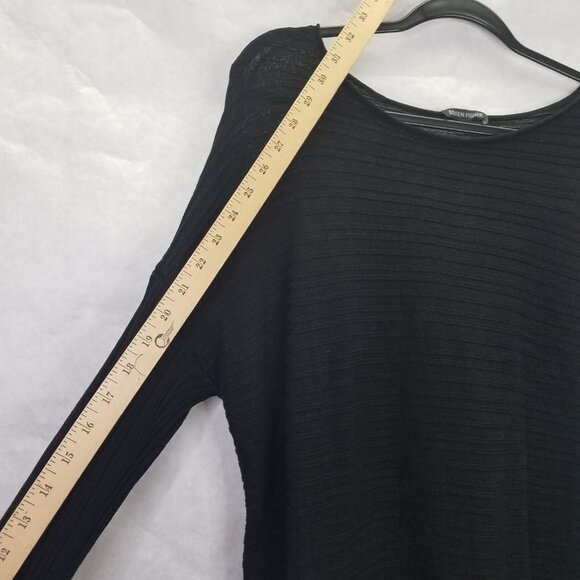 Eileen Fisher Tunic Women's L Asymmetrical Hem Variegated Tencel Rib Knit Sheer - Picture 11 of 12